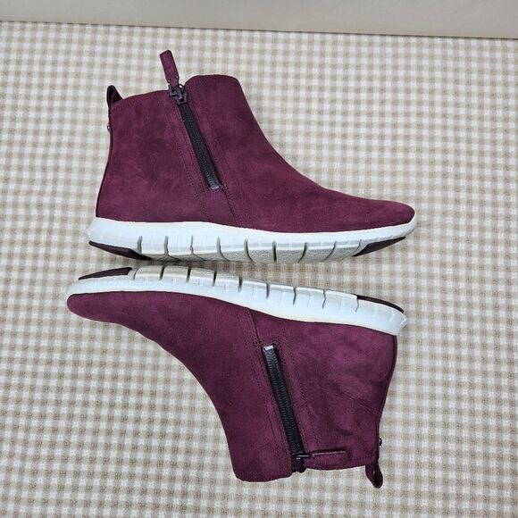 Cole Haan Zerogrand City Waterproof Winetasting Red Nubuck Suede Ankle Booties - Picture 3 of 10